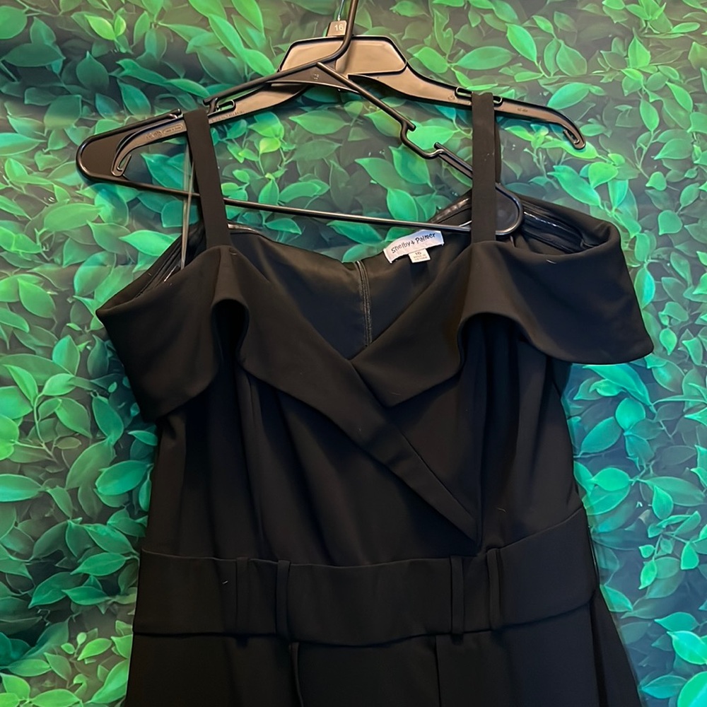 Black off the shoulder tank top pantsuit